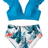 Floral Ruffled Two Piece Swimsuit