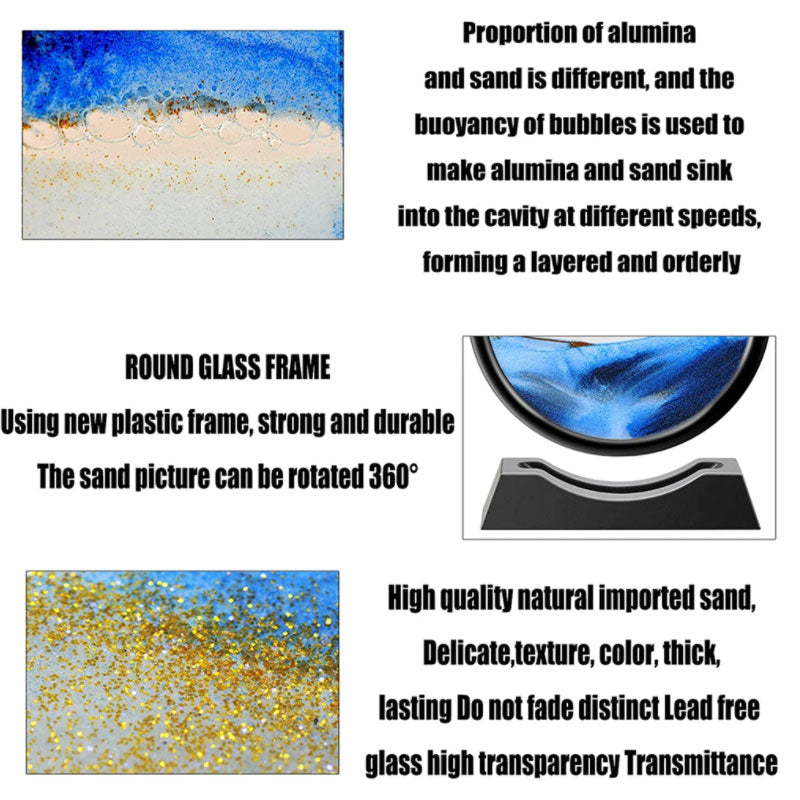 3D Moving Sand Art Picture Glass Sea Sandscape