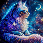 Cat Moonlight In Sky  - Diamond Painting Kit