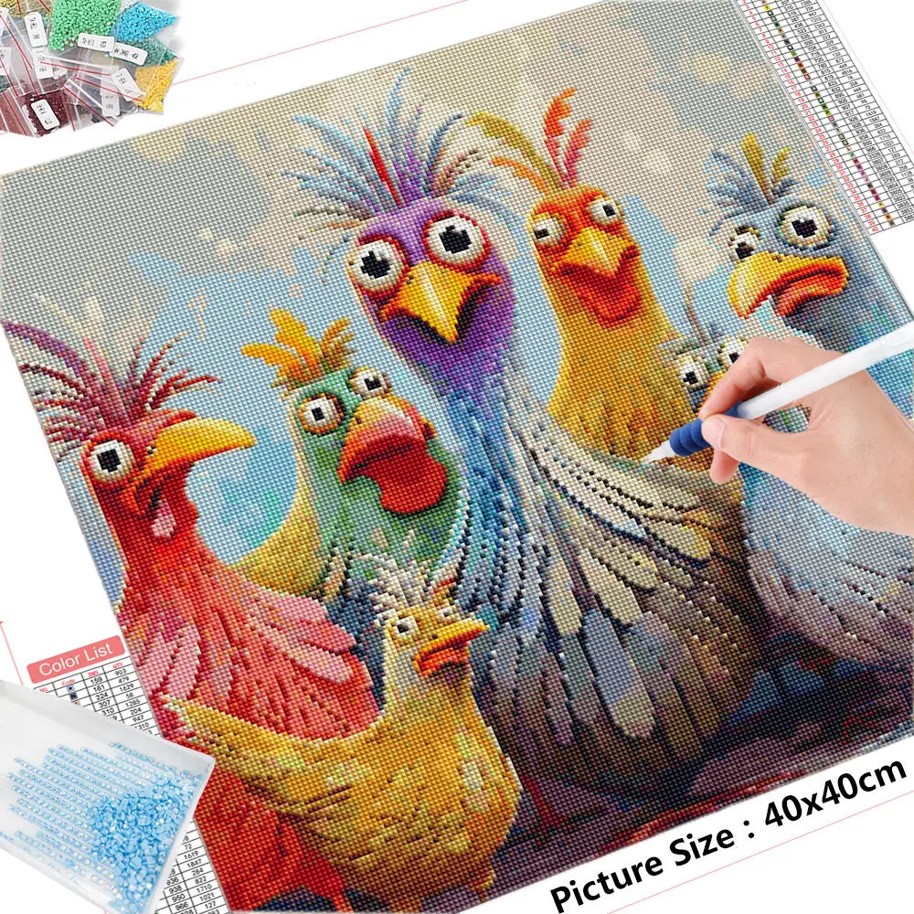 Chicken In Pose - Diamond Painting Kit