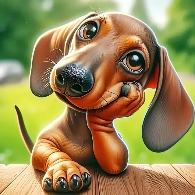 Thinking Dachshund Dog - Diamond Painting Kit