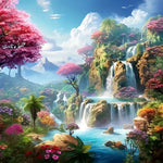 Serene Peaceful Waterfall   - Diamond Painting Kit