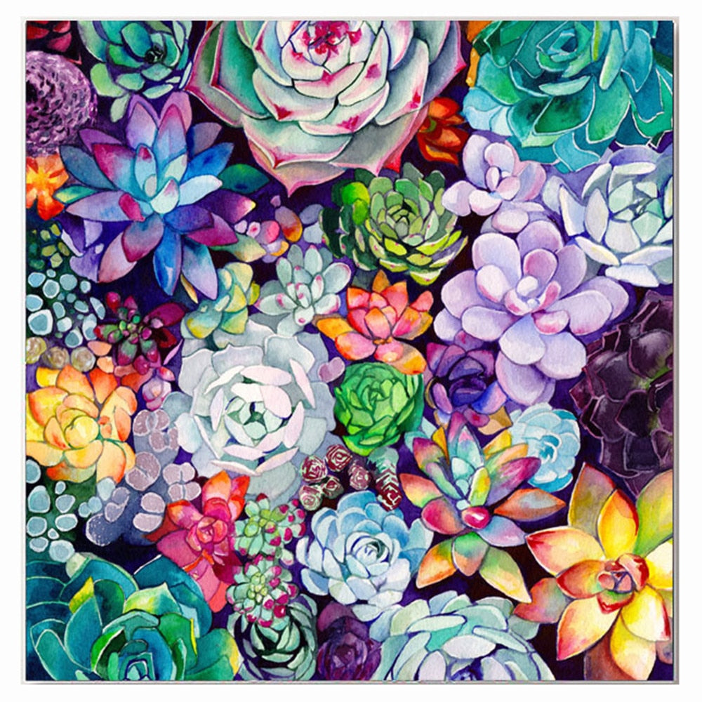 Succulent Colorful Flowers - Diamond Painting Kit