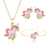 Cartoon Unicorn Horse Jewelry 4Pcs Set