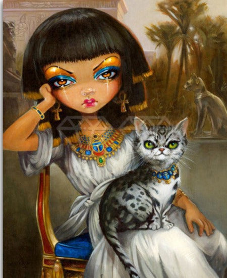 Cat With Girl - Diamond Painting Kit