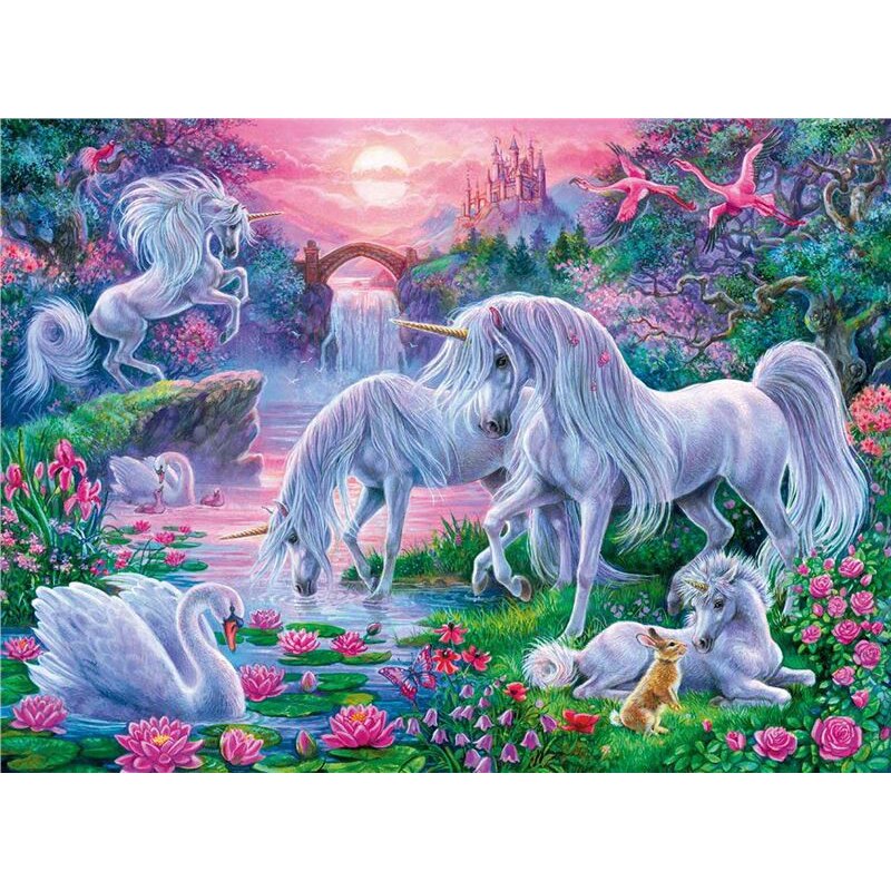 White Unicorn Diamond Painting Kit