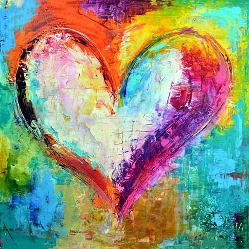 Color heart diamond painting kit