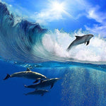 Blue Dolphin Waves - Diamond Painting Kit