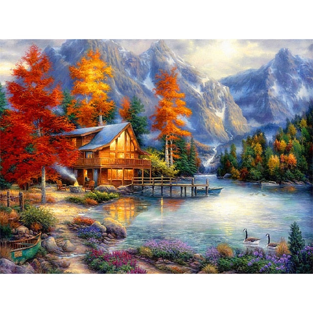 Cottage In the Mountain - Diamond Painting Kit