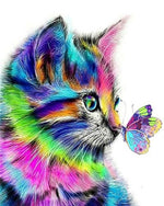 Rainbow Cat Butterfly - Paint By Number Kit