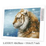 Tiger Snowfall - Diamond Painting Kit