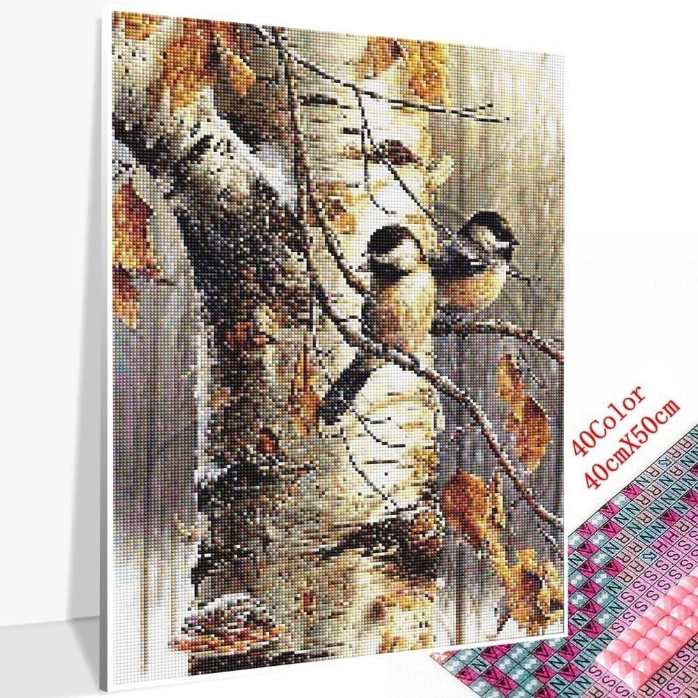 Autumn Sparrow Pair - Diamond Painting Kit