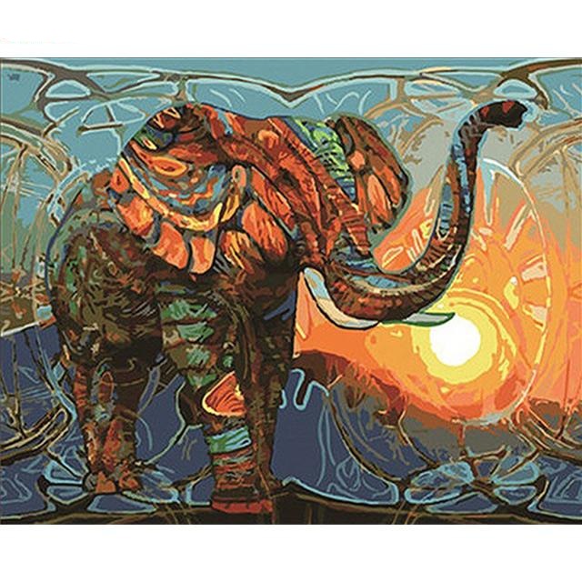 Retro Elephant - Paint By Number Kit