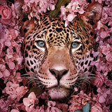 Leopard Face Flowers - Diamond Painting Kit