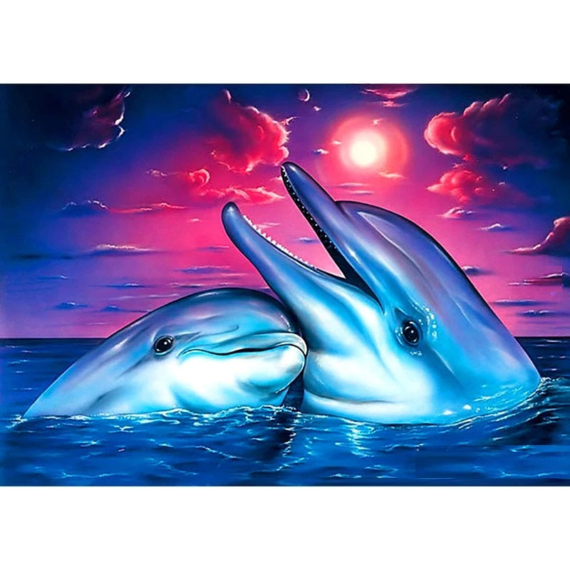 Dolphin In Love - Diamond Painting Kit