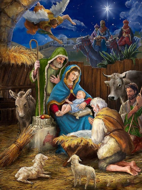 Bethlehem Scene Diamond Painting Rhinestones Mosaic Christmas Religious  Decor