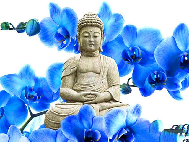 Flowers Peace Buddha - Diamond Painting Kit