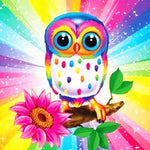 Rainbow Flower Owl - Diamond Painting Kit
