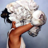 White Blossom Hat Woman- Diamond Painting Kit