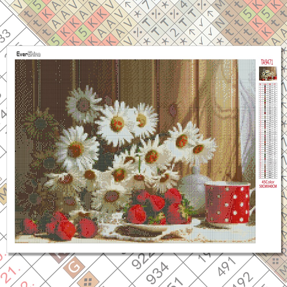 Daisy Flower & Strawberry - Diamond Painting Kit