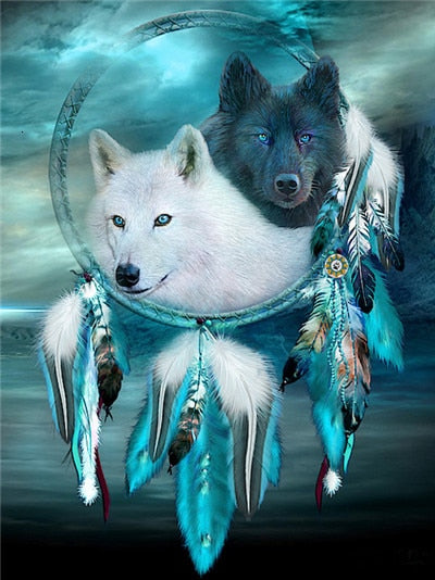 Black & White Wolves - Diamond Painting Kit