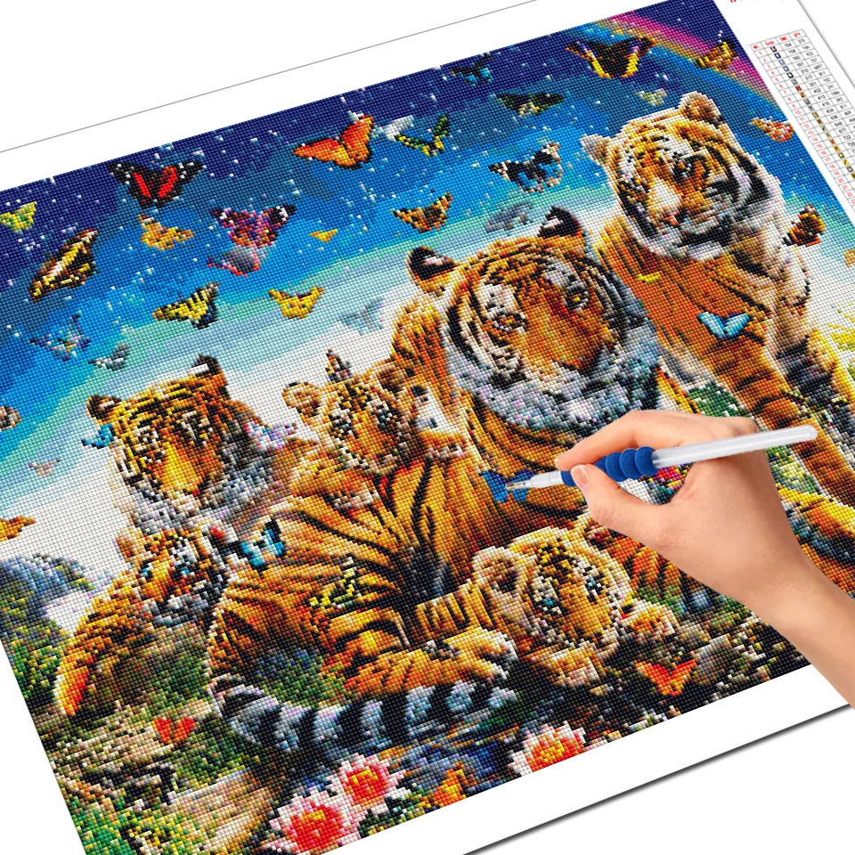 Tiger Family Butterfly  - Diamond Painting Kit