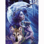 Woman Holding Wolf - Diamond Painting Kit