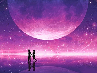 Romantic Walk In Moon Light - Diamond Painting Kit