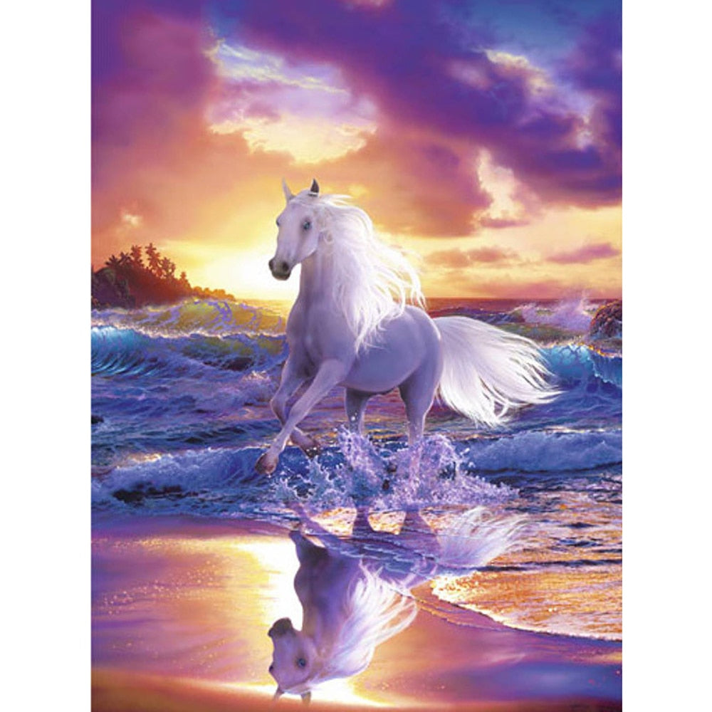 Running White Horse - Diamond Painting Kit