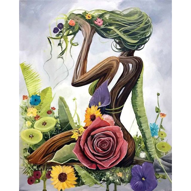 Painted Abstract Flower Woman - Paint By Number Kit