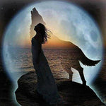 Celestial Wolf Moon Woman - Diamond Painting Kit