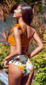 Floral One-shoulder Bikini Set Swimsuit