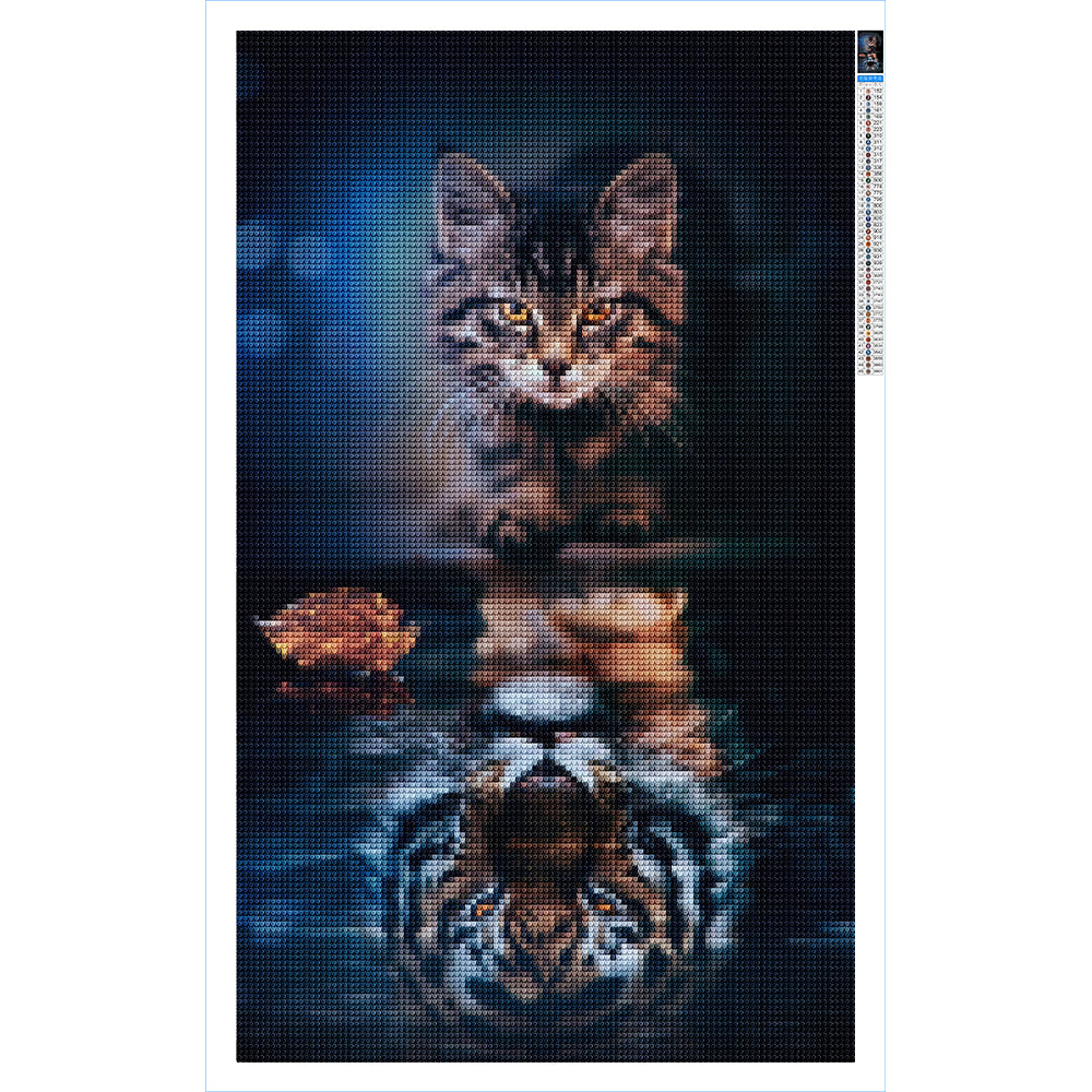 Tiger Cub Reflection  - Diamond Painting Kit