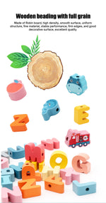 Kids Montessori Wooden Lacing DIY Toy