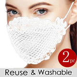 Delicate Lace Applique Washable Face Mask 2pcs