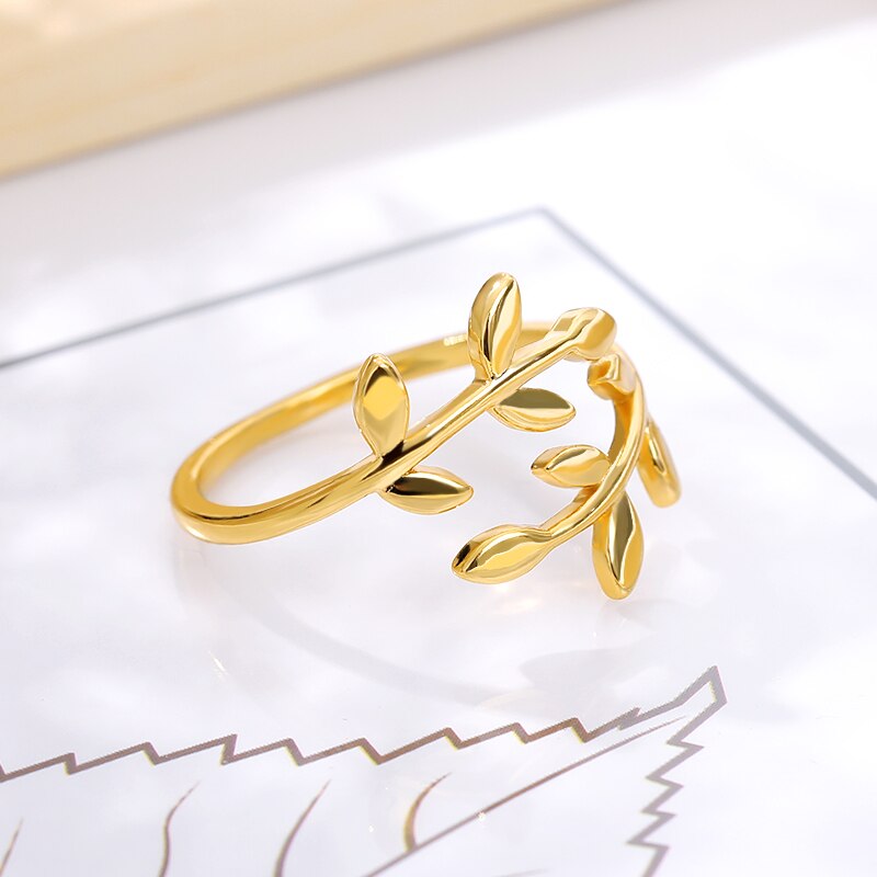 Olive Tree Branch Leaves Women Ring