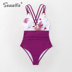 Purple Floral O-Ring One-piece Swimsuit