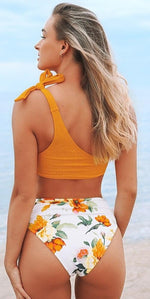 Floral One-shoulder Bikini Set Swimsuit