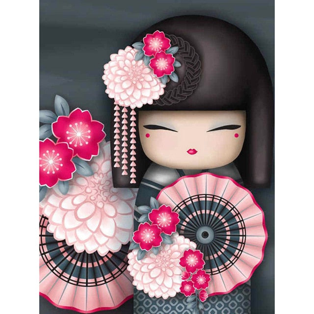 Fan Kimono Girl - Diamond Painting Kit