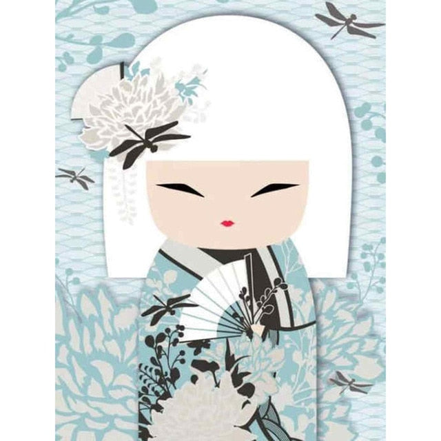 Light Blue Kimono Girl - Diamond Painting Kit