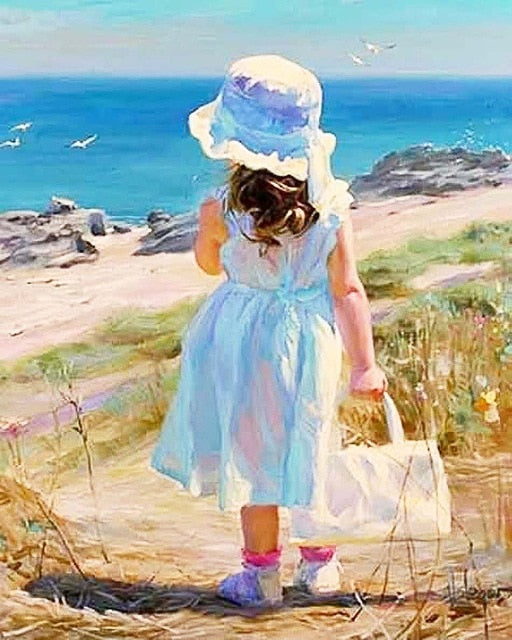 Girl On The Beach - Diamond Painting Kit