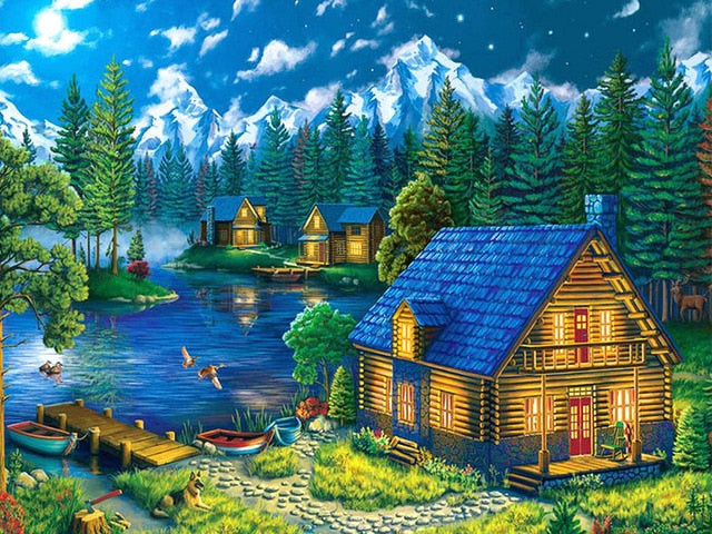 Mountain Cottages - Diamond Painting Kit