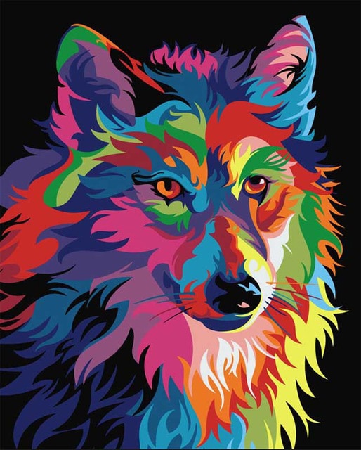 Colored Wolf - Diamond Painting Kit