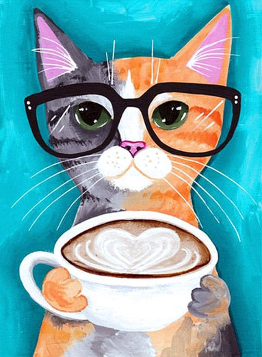 Coffee Cat - Diamond Painting Kit