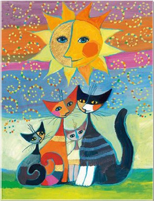 Sunshine Cat Family - Diamond Painting Kit