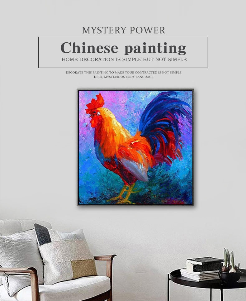 Colorful Rooster Chicken - Diamond Painting Kit