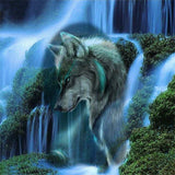 Waterfall Wolf Diamond Painting Kit