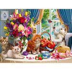 Cats On Table - Diamond Painting Kit