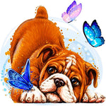 Dog Butterfly Play - Diamond Painting Kit