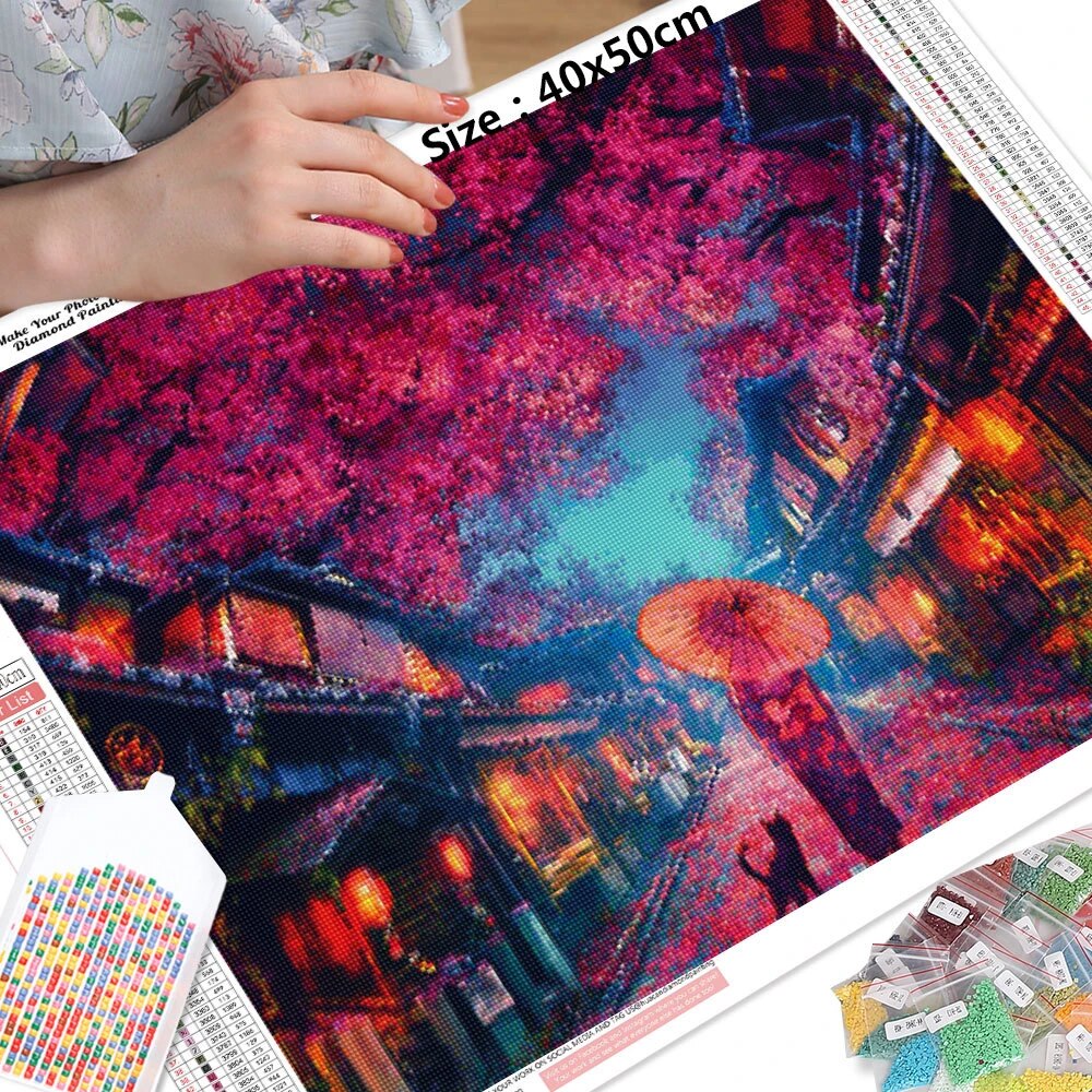 Japanese Town - Diamond Painting Kit
